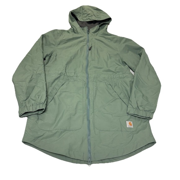 Carhartt Jackets & Blazers - Carhartt Women's Rain Jacket Coat Small S (4/6) Green Waterproof Hooded NWT